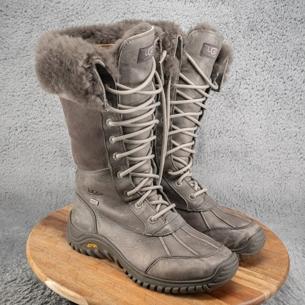 UGG AUSTRALIA Adirondack Gray Waterproof Sheepskin‎ Tall Boots Sz 7 US